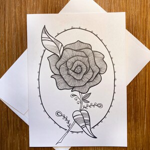Carte vide / Fleur / Dessiné à la main / Carte ivoire
