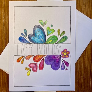 Carte vide / Bonne fête et couleurs / Dessiné à la main / Carte blanche