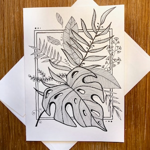Carte vide / Plantes / Dessiné à la main / Carte ivoire