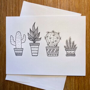 Carte vide / Plantes en pot / Dessiné à la main / Carte ivoire