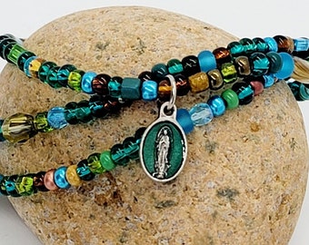 Our Lady Of Guadalupe Catholic Bracelets Set of Three, Stackable Friendship Style Bracelets