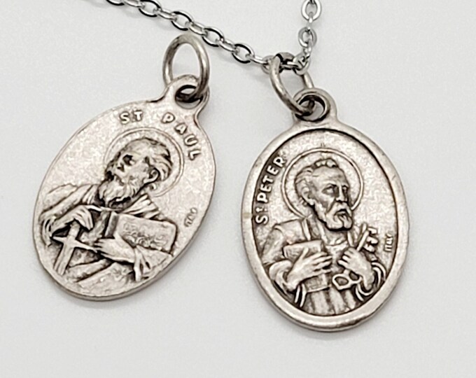 Saint Peter and Paul Catholic Medal Stainless Steel Chain Necklace ...