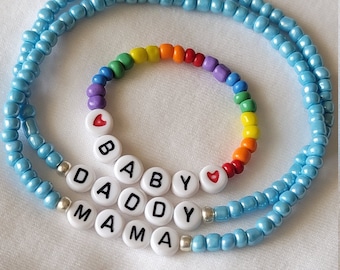 Mom and Me Baby Beaded Name Bracelet Personalized Baby Bracelet Newborn Boy Girl Mixed Color Gender Neutral Gift Baby Keepsake