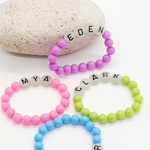 Glow In The Dark Kids Bracelet, Personalized Child ID Bracelet Round Beads