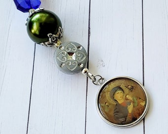 Car Mirror Hanging Decoration, Our Lady Of Perpetual Help Rear View Mirror Hanger Accessory, New Driver Gift Car Decor
