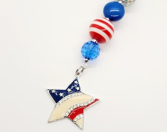 Patriotic 4th of July Car Mirror Hanging Decoration, Rear View Mirror Hanger Accessory