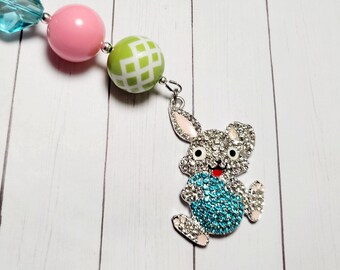 Easter Bunny Car Mirror Hanging Decoration, Bunny With Egg Rear View Mirror Hanger Accessory