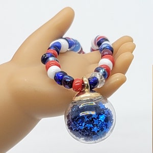 18 inch Doll Jewelry Patriotic Doll Star Globe Pendant 4th of July Necklace Doll Accessory