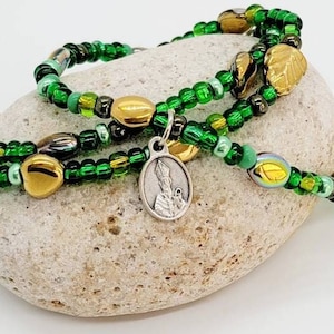 St Patrick Catholic Stacking Bracelets Set of Three Stackable Bracelets Tiny Medal Catholic Jewelry