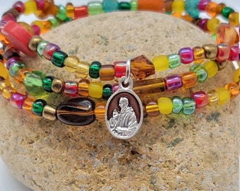 Saint Padre Pio Catholic Stacking Bracelets Set of Three Stackable Bracelets Tiny Medal