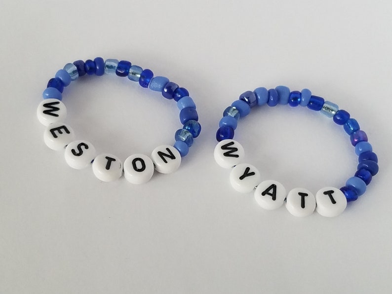 Baby Boy Bracelet Newborn Blue Boy Name Bracelet Retro Style Etsy