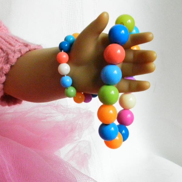 Doll and Me Jewelry Girls Bead Bracelet and 18 inch Doll Bracelet Mixed Color Beads Doll Gift Arm Candy Accessories Set