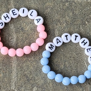 Baby Bracelet, Personalized Newborn Retro Style Baby ID Round Bead Bracelet