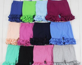 Ruffle Shorts, White Ruffle Playground Shorts Girls Clothing Summer Little Girls Icing Ruffle Shorts Cotton Toddler Shorts Layering Shorts