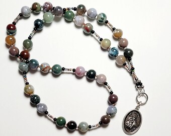 Saint Anthony, Chaplet of ST ANTHONY, Fancy Jasper Stone Chaplet