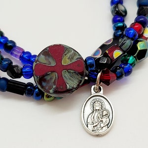 Our Lady Of Czestochowa Catholic Stacking Bracelets Set of Three Stackable Bracelets Tiny Medal