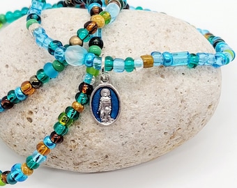 St Peregrine Patron of the Sick Catholic Stacking Bracelets, set of Three Stackable Bracelets with a Saint Peregrine Tiny Medal