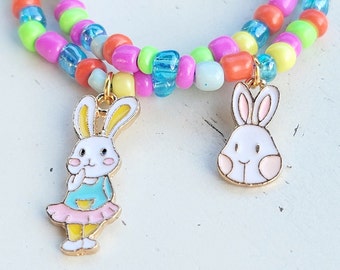 Easter Bunny Charm Bracelet Set, Easter Kids Jewelry Bracelet, Party Favors Easter Basket Filler