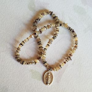 Puka Shell Necklace, Miraculous Medal, Catholic Jewelry Necklace, Mother Mary Catholic Teen Gift image 4