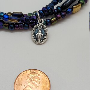 Miraculous Medal Stacking Bracelets Set of Three, Catholic Stackable Bracelets, Mother Mary Tiny Medal image 8