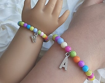 18 Inch Dol Bracelet, Personalized Bracelet Doll and Me Set Doll Jewelry