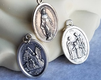 Our Lady of Knock Medal, Miraculous Medal, Immaculate Heart Catholic Ball Chain Necklace Our Lady of Lourdes