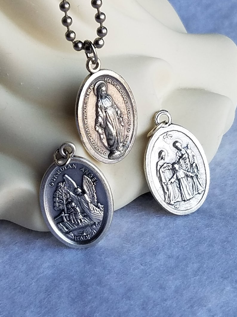 Our Lady of Knock Medal, Miraculous Medal, Immaculate Heart Catholic Ball Chain Necklace Our Lady of Lourdes image 1