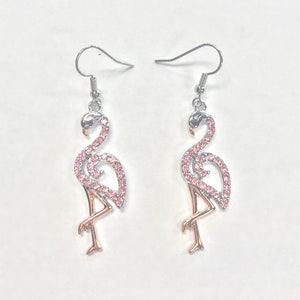 Pink Crystal Flamingo Earrings