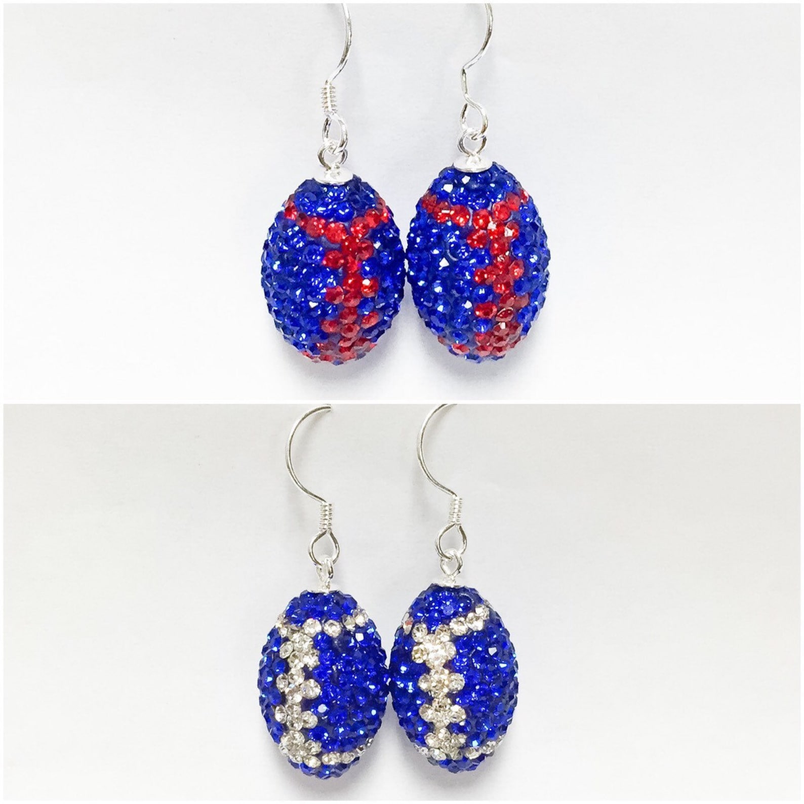 Football Earrings with Red Stones main image 1