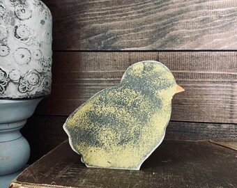 Primitive Spring Chick Home Decor Farmhouse Spring Shelf Sitter Tiered Tray Spring Yellow Decor Rustic Wood Sitter Spring Chick