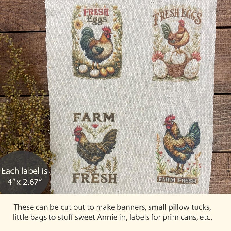 Primitive Fabric Labels, Chicken prints sublimated poly cotton fabric blend