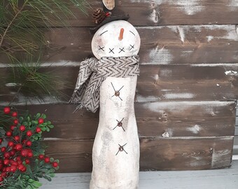 Primitive Snowman, Rustic Christmas, Farmhouse Snowman, Vintage Snowman, Neutral Christmas, Winter Decor, Christmas Decorations