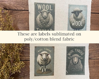 Primitive Sheep Crafts Prints on Fabric Vintage Labels Sewing DIY Wool Sheep On Fabric