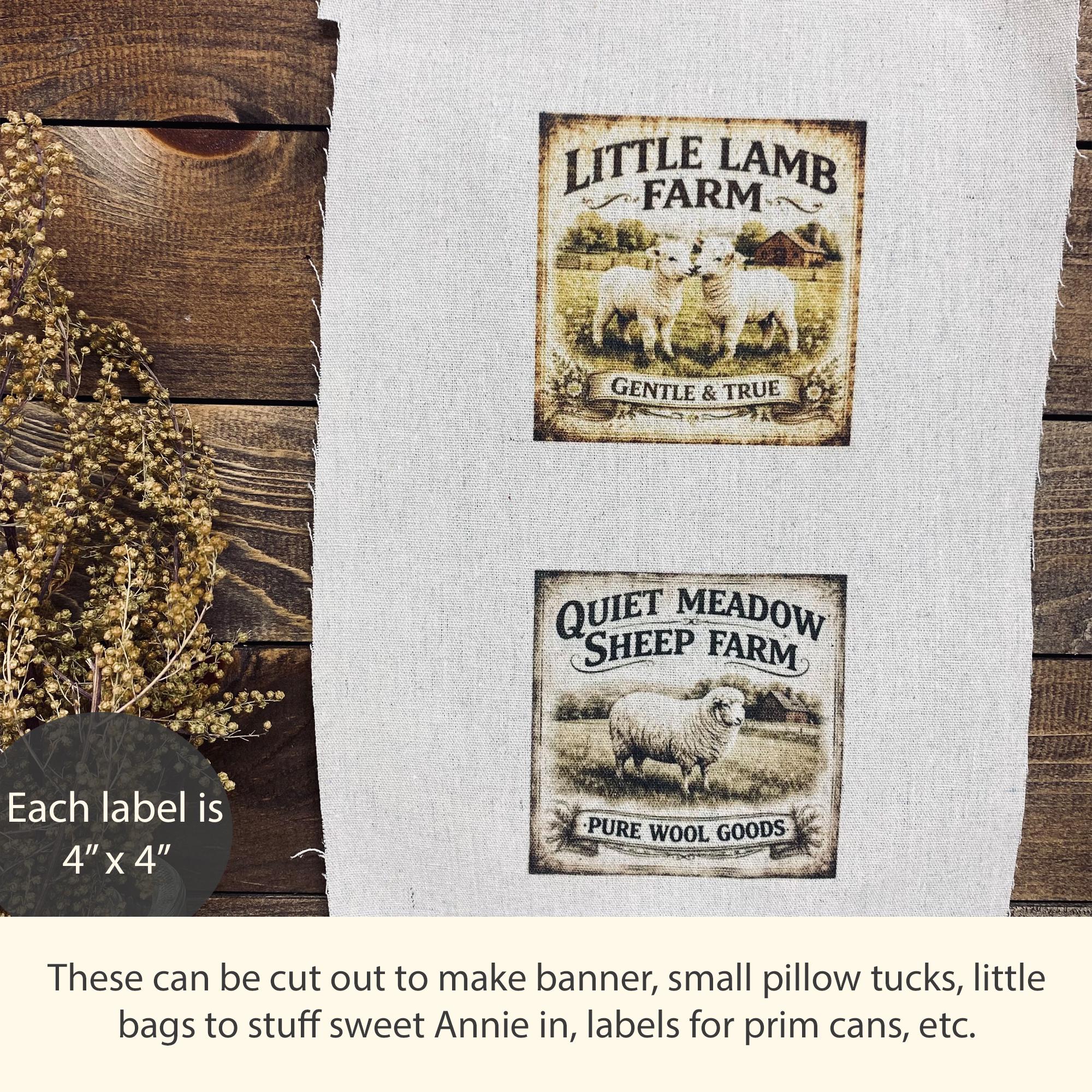 Wool Works Label Primitive Sheep Farmhouse Lamb Wool Crafting Labels Spring Fabric ...