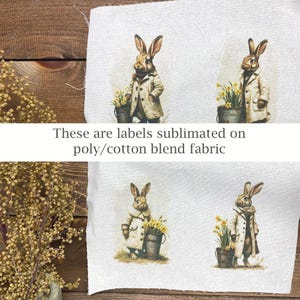 Primitive Easter Rabbit Labels Bunny Prints Farmhouse Spring Craft Prints on Fabric