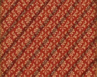 Primitive Christmas Digital Paper, Vintage Red Damask Printable, Antique Rustic Christmas Scrapbook Paper