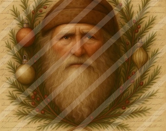 Primitive Belsnickel Santa Digitaler Download Kunst Farmhaus Santa Digital Art 8x8 Bild Primitive Weihnachten Santa Vintage Santa Digital