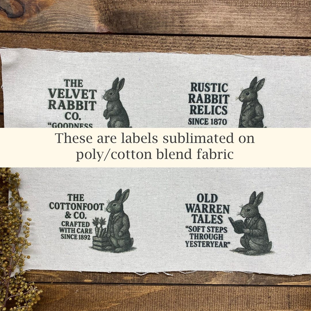 Primitive Rabbit Fabric Label Primitive Craft Tin Can Craft DIY Sewing ...