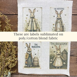 Bunny Beekeeper Clipart Honeybee Rabbit Print Sublimated Poly Cotton Fabric Farmhouse Spring Bee Craft