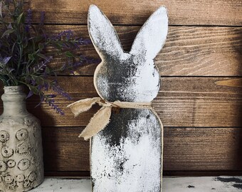 Farmhouse Wooden Rabbit, Primitive Rabbit Decor, Wood Easter Rabbit, Primitive Spring Rabbit, Primitive Wood Bunny, Farmhouse Wood Decor