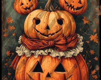 Primitive Pumpkin Halloween Download Pumpkin Printable Vintage Pumpkin Primitive Crow Primitive Halloween Labels Autumn Digital Farmhouse