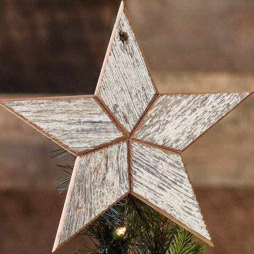 Rustic Wood Star Tree Topper Star Christmas Decoration Etsy