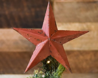 Red Star Christmas Tree Topper Decoration Red Metal Star 12” Reclaimed Metal Christmas Star Tree Topper Christmas Star Topper Christmas Gift