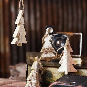 Wooden Tree Ornament Christmas Tree Ornament Set made from Reclaimed Wood Christmas Gift Set Wood Christmas Tree Ornament Bundle