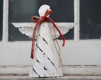 Large Angel Tree Topper- Angel Tree Topper made from reclaimed rusty corrugated metal for Christmas