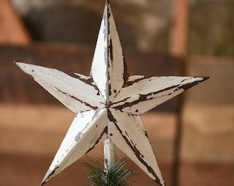 White Star Christmas Tree Topper Decoration White Metal Star 12” Reclaimed Metal Christmas Star Tree Topper  Star Topper Christmas Gift