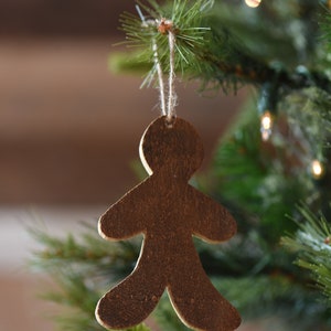 Gingerbread Man Ornament a single gingerbread man ornament or set of 3, 5, or 10 ornaments made from reclaimed wood image 2