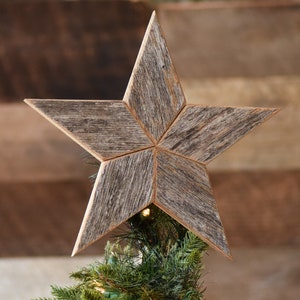 Wood Star Christmas Tree Topper Decoration 12” Star Tree Topper Weathered Gray Reclaimed Barn Wood Star Christmas Decor Star Topper