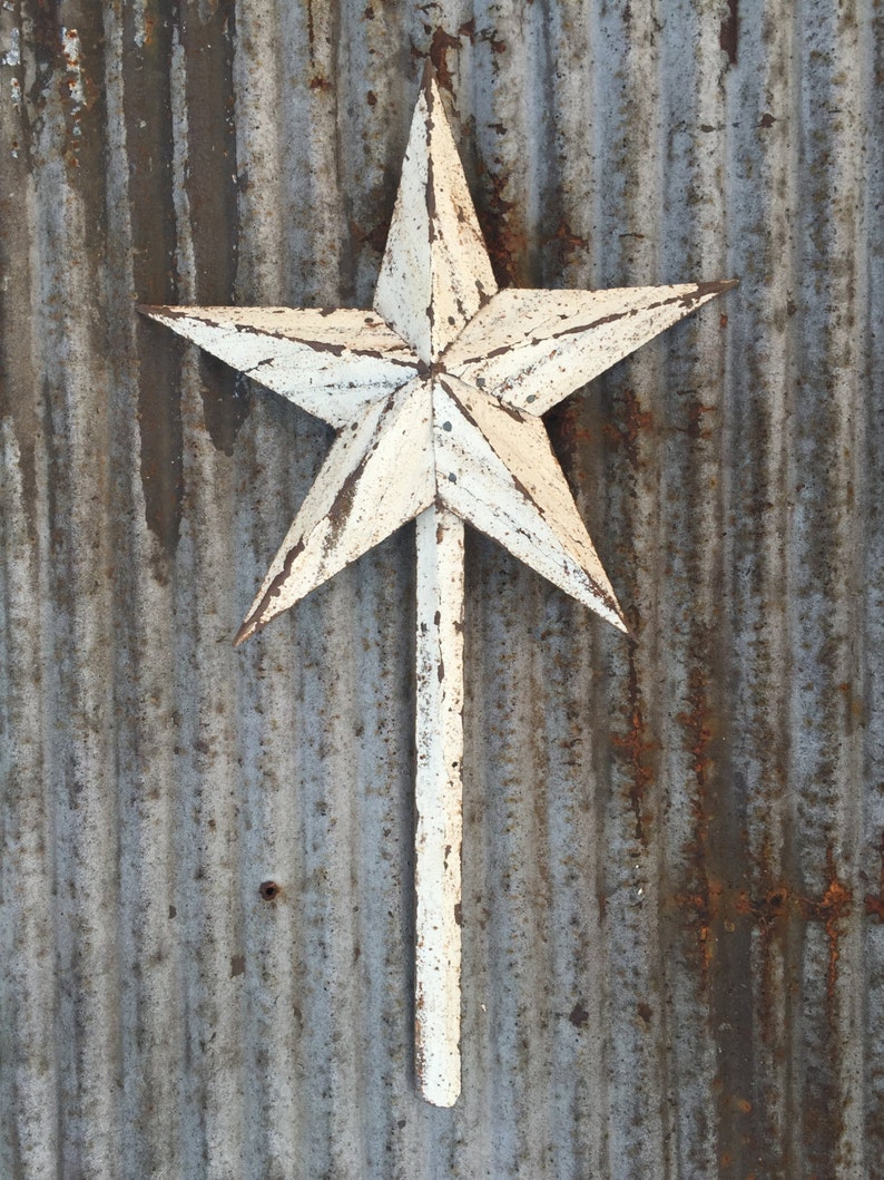 White Star Christmas Tree Topper Decoration White Metal Star 12 Reclaimed Metal Christmas Star Tree Topper Star Topper Christmas Gift image 4