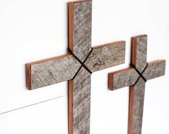 Wood Cross Decoration made from Weathered Gray Reclaimed Wood Cross Decor Wall Hanging